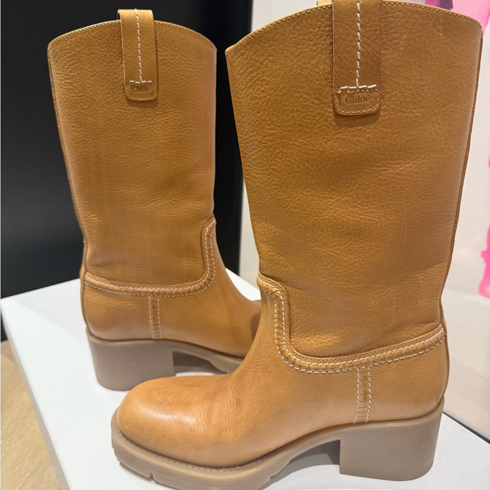 Chloe leather western boots
